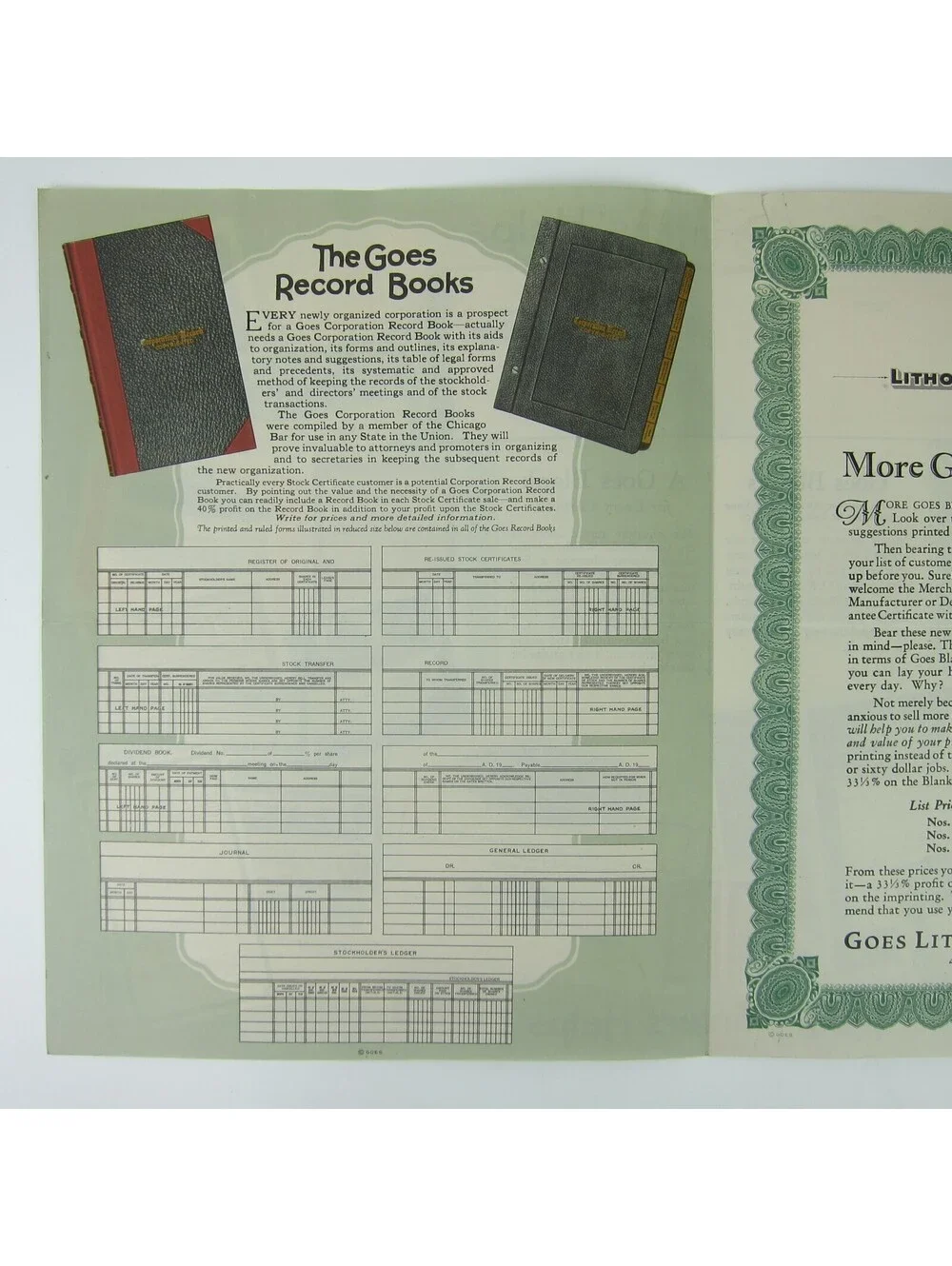 Vintage 1920s Goes Lithography Company Printers Bifold Advertising Brochure RARE